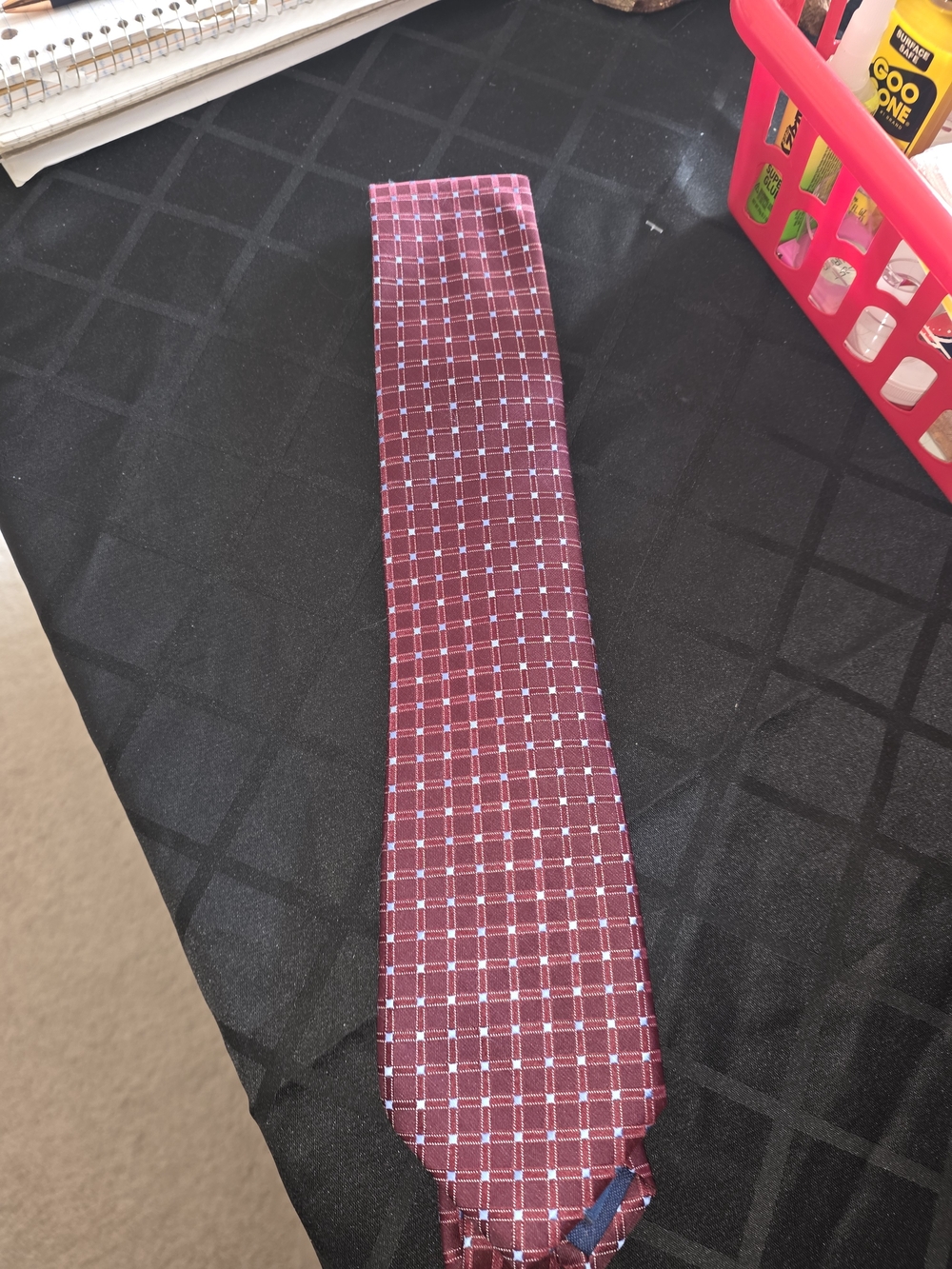 Saddlebred Burgundy Grid Pattern Men's Tie